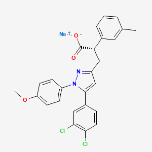 sodium;(2S)-3-[5-(3,4-dichlorophenyl)-1-(4-methoxyphenyl)pyrazol-3-yl]-2-(3-methylphenyl)propanoate