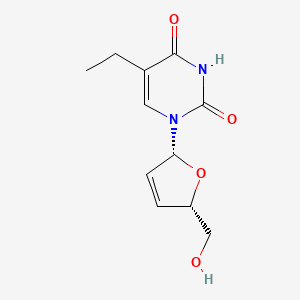 molecular formula C11H14N2O4 B15194176 Uridine, 2',3'-didehydro-2',3'-dideoxy-5-ethyl- CAS No. 117723-56-5