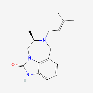 molecular formula C16H21N3O B15194177 R-(-)-6-(2-Methyl-2-butene-4-yl)-4,5,6,7-tetrahydro-5-methylimidazo-(4,5,1-jk)(1,4)-benzodiazepin-2(1H)-one CAS No. 131613-18-8