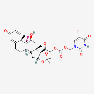 molecular formula C30H34F2N2O10 B15194199 Triamcinolone acetonide 21(5-fluorouracil methyl formate) CAS No. 474459-72-8