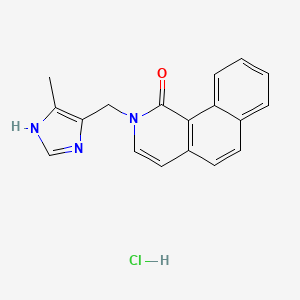 molecular formula C18H16ClN3O B15194232 Benz(h)isoquinolin-1(2H)-one, 2-((5-methyl-1H-imidazol-4-yl)methyl)-, monohydrochloride CAS No. 133897-58-2