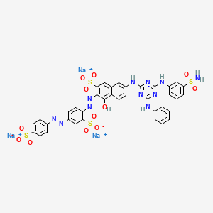 Trisodium 7-((4-((3-(aminosulphonyl)phenyl)amino)-6-anilino-1,3,5-triazin-2-yl)amino)-4-hydroxy-3-((2-sulphonato-4-((4-sulphonatophenyl)azo)phenyl)azo)naphthalene-2-sulphonate