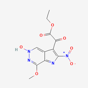 Ethyl (5-hydroxy-2-(hydroxy(oxido)amino)-7-methoxy-1H-5lambda(5)-pyrrolo(2,3-d)pyridazin-3-yl)(oxo)acetate