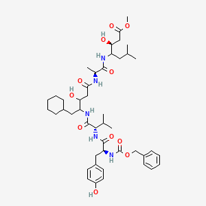 Pepstatin A, 1-(N-((phenylmethoxy)carbonyl)-L-tyrosine)-3-(4-amino-5-cyclohexyl-2,4,5-trideoxy-L-threo-pentonic acid)-, methyl ester