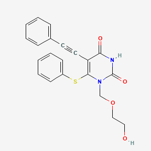 2,4(1H,3H)-Pyrimidinedione, 1-((2-hydroxyethoxy)methyl)-5-(phenylethynyl)-6-(phenylthio)-