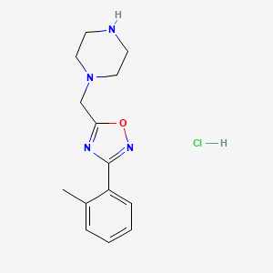 molecular formula C14H19ClN4O B1519474 1-{[3-(2-Methylphenyl)-1,2,4-oxadiazol-5-yl]methyl}piperazine hydrochloride CAS No. 1171621-78-5