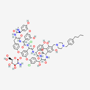 (1S,2R,19R,22S,34S,37R,40R,52S)-64-[(2S,3R,4R,5S,6S)-3-amino-6-carboxy-4,5-dihydroxyoxan-2-yl]oxy-48-[[4-[(4-butylphenyl)methyl]piperazin-1-yl]methyl]-5,32-dichloro-2,26,31,44,47,49-hexahydroxy-22-(methylamino)-21,35,38,54,56,59-hexaoxo-7,13,28-trioxa-20,36,39,53,55,58-hexazaundecacyclo[38.14.2.23,6.214,17.219,34.18,12.123,27.129,33.141,45.010,37.046,51]hexahexaconta-3,5,8,10,12(64),14(63),15,17(62),23(61),24,26,29(60),30,32,41(57),42,44,46,48,50,65-henicosaene-52-carboxylic acid