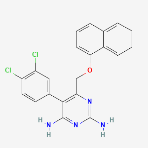 molecular formula C21H16Cl2N4O B15194775 2,4-Pyrimidinediamine, 5-(3,4-dichlorophenyl)-6-((1-naphthalenyloxy)methyl)- CAS No. 25095-28-7