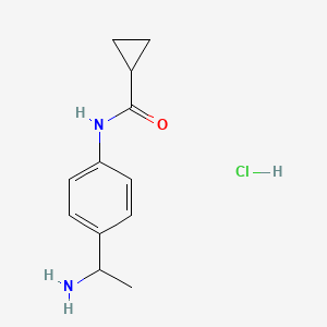 molecular formula C12H17ClN2O B1519484 N-[4-(1-aminoethyl)phenyl]cyclopropanecarboxamide hydrochloride CAS No. 1170962-96-5
