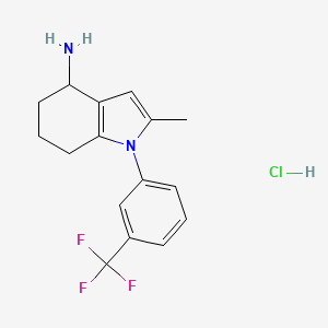 molecular formula C16H18ClF3N2 B1519516 盐酸2-甲基-1-[3-(三氟甲基)苯基]-4,5,6,7-四氢-1H-吲哚-4-胺 CAS No. 1221725-69-4