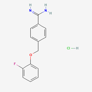 molecular formula C14H14ClFN2O B1519544 4-(2-Fluorophenoxymethyl)benzene-1-carboximidamide hydrochloride CAS No. 1221724-73-7