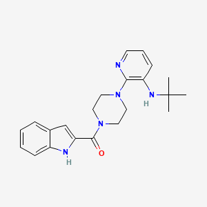 molecular formula C22H27N5O B15195491 Piperazine, 1-(3-((1,1-dimethylethyl)amino)-2-pyridinyl)-4-(1H-indol-2-ylcarbonyl)- CAS No. 136817-01-1