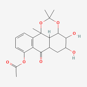 Anthra(1,9-de)-1,3-dioxin-7(3aH)-one, 8-(acetyloxy)-4,5,6,6a,11b,11c-hexahydro-4,5-dihydroxy-2,2,11b-trimethyl-