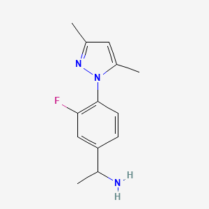 molecular formula C13H16FN3 B1519557 1-[4-(3,5-二甲基-1H-吡唑-1-基)-3-氟苯基]乙-1-胺 CAS No. 1152880-35-7