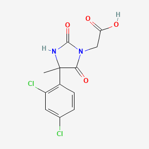 molecular formula C12H10Cl2N2O4 B1519561 2-[4-(2,4-Dichlorophenyl)-4-methyl-2,5-dioxoimidazolidin-1-yl]acetic acid CAS No. 1152642-17-5