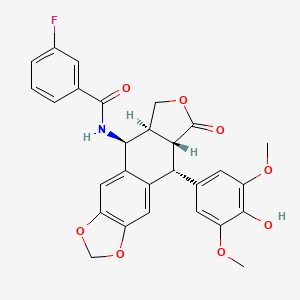 N-[(5S,5aS,8aR,9R)-9-(4-hydroxy-3,5-dimethoxyphenyl)-8-oxo-5a,6,8a,9-tetrahydro-5H-[2]benzofuro[5,6-f][1,3]benzodioxol-5-yl]-3-fluorobenzamide