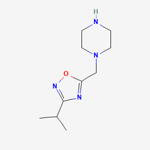molecular formula C10H18N4O B1519577 1-{[3-(Propan-2-yl)-1,2,4-oxadiazol-5-yl]methyl}piperazine CAS No. 1021286-86-1