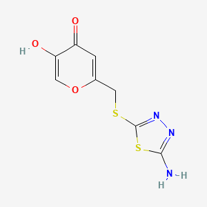 molecular formula C8H7N3O3S2 B1519593 2-(((5-amino-1,3,4-thiadiazol-2-yl)thio)methyl)-5-hydroxy-4H-pyran-4-one CAS No. 1094533-93-3