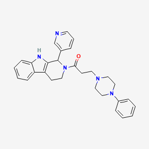 molecular formula C29H31N5O B15195934 9H-Pyrido(3,4-b)indole, 1,2,3,4-tetrahydro-2-(1-oxo-1-(4-phenyl-1-piperazinyl)propyl)-1-(3-pyridinyl)- CAS No. 119464-24-3