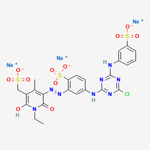 trisodium;4-[[4-chloro-6-(3-sulfonatoanilino)-1,3,5-triazin-2-yl]amino]-2-[[1-ethyl-6-hydroxy-4-methyl-2-oxo-5-(sulfonatomethyl)pyridin-3-yl]diazenyl]benzenesulfonate