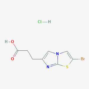 molecular formula C8H8BrClN2O2S B1519646 3-(2-Bromoimidazo[2,1-b]thiazol-6-yl)propanoic acid hydrochloride CAS No. 1187830-80-3