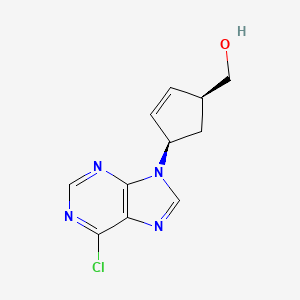 molecular formula C11H11ClN4O B15196492 (+-)-(1alpha,4alpha)-4-(6-chloro-9H-purin-9-yl)-2-cyclopentenylcarbinol CAS No. 118237-77-7