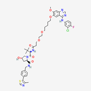 N-[3-(2-{[5-({4-[(3-Chloro-4-fluorophenyl)amino]-7-methoxy-6-quinazolinyl}oxy)pentyl]oxy}ethoxy)propanoyl]-3-methyl-L-valyl-(4R)-4-hydroxy-N-[4-(4-methyl-1,3-thiazol-5-yl)benzyl]-L-prolinamide