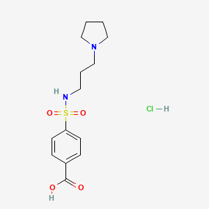 molecular formula C14H21ClN2O4S B1519654 4-{[3-(Pyrrolidin-1-yl)propyl]sulfamoyl}benzoic acid hydrochloride CAS No. 1203244-55-6