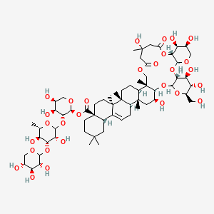 [(2S,3R,4S,5S)-3-[(3R,4R,5S,6S)-3,5-dihydroxy-6-methyl-4-[(3R,4S,5R)-3,4,5-trihydroxyoxan-2-yl]oxyoxan-2-yl]oxy-4,5-dihydroxyoxan-2-yl] (1R,3R,5R,6S,7S,8R,10S,13S,14S,15R,24R,25R,28R,29S,32S,37S,41R,42R,44S)-6,7,13,14,19,44-hexahydroxy-5-(hydroxymethyl)-19,24,28,29,35,35,42-heptamethyl-17,21-dioxo-2,4,9,11,16,22-hexaoxaoctacyclo[22.20.0.03,8.010,15.025,42.028,41.029,38.032,37]tetratetracont-38-ene-32-carboxylate