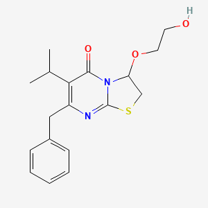 5H-Thiazolo(3,2-a)pyrimidin-5-one, 2,3-dihydro-3-(2-hydroxyethoxy)-6-(1-methylethyl)-7-(phenylmethyl)-