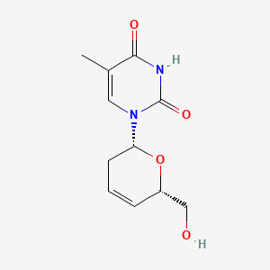 molecular formula C11H14N2O4 B15196632 2,4(1H,3H)-Pyrimidinedione, 1-(3,6-dihydro-6-(hydroxymethyl)-2H-pyran-2-yl)-5-methyl-, (2R-cis)- CAS No. 132198-19-7