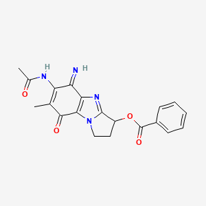 6-(Acetylamino)-5-imino-7-methyl-8-oxo-2,3,5,8-tetrahydro-1H-pyrrolo(1,2-a)benzimidazol-3-yl benzoate