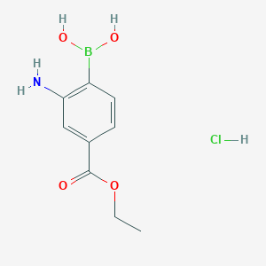 molecular formula C9H13BClNO4 B1519667 (2-氨基-4-(乙氧羰基)苯基)硼酸盐酸盐 CAS No. 957034-59-2