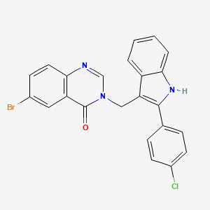 molecular formula C23H15BrClN3O B15196952 4(3H)-Quinazolinone, 6-bromo-3-((2-(4-chlorophenyl)-1H-indol-3-yl)methyl)- CAS No. 88514-46-9