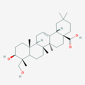 molecular formula C30H48O4 B15197192 (4aS,6aR,6aS,6bR,9R,10S,12aR,14bS)-10-hydroxy-9-(hydroxymethyl)-2,2,6a,6b,9,12a-hexamethyl-1,3,4,5,6,6a,7,8,8a,10,11,12,13,14b-tetradecahydropicene-4a-carboxylic acid 