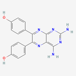 molecular formula C18H14N6O2 B15197201 4-(2,4-Diamino-7-(4-hydroxyphenyl)pteridin-6-yl)phenol CAS No. 6967-77-7