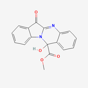 molecular formula C17H12N2O4 B15197232 Indolo(2,1-b)quinazoline-12-carboxylic acid, 6,12-dihydro-12-hydroxy-6-oxo-, methyl ester CAS No. 62584-11-6