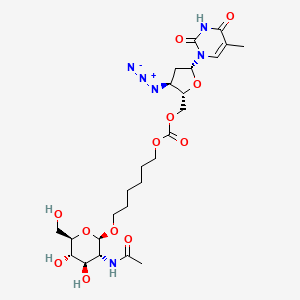 molecular formula C25H38N6O12 B15197268 AcNHGlc-hexyl-CO3 AZT CAS No. 132150-22-2