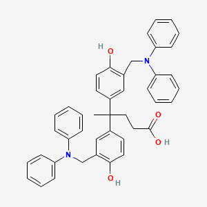 molecular formula C43H40N2O4 B15197282 4,4-Bis(3-((diphenylamino)methyl)-4-hydroxyphenyl)pentanoic acid CAS No. 6634-57-7