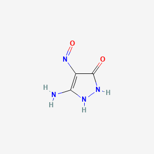 molecular formula C3H4N4O2 B15197306 5-Amino-4-nitroso-1,2-dihydro-3H-pyrazol-3-one CAS No. 75524-41-3