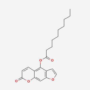 molecular formula C21H24O5 B15197346 Psoralin, N-decanoyl-5-oxo- CAS No. 65549-33-9