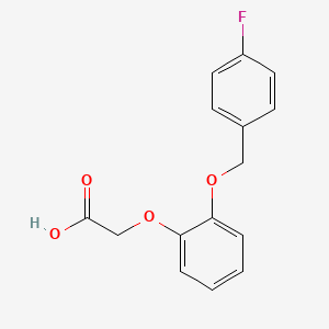 molecular formula C15H13FO4 B1519738 Ácido 2-{2-[(4-Fluorofenil)metoxi]fenoxi}acético CAS No. 1054105-48-4