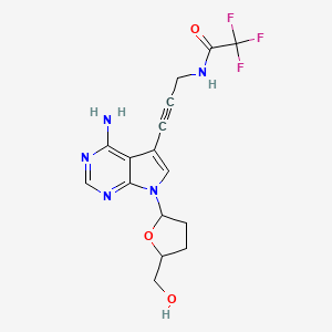 molecular formula C16H16F3N5O3 B15197391 N-(3-(4-Amino-7-((2R,5S)-5-(hydroxymethyl)tetrahydrofuran-2-yl)-7H-pyrrolo[2,3-d]pyrimidin-5-yl)prop-2-yn-1-yl)-2,2,2-trifluoroacetamide 