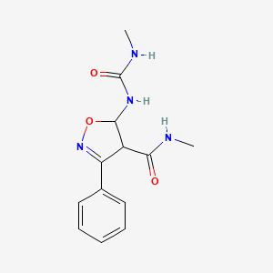 molecular formula C13H16N4O3 B15197403 4-Isoxazolecarboxamide, 4,5-dihydro-N-methyl-5-(((methylamino)carbonyl)amino)-3-phenyl-, cis- CAS No. 35053-71-5