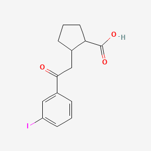 molecular formula C14H15IO3 B15197418 trans-2-[2-(3-Iodophenyl)-2-oxoethyl]-cyclopentane-1-carboxylic acid 