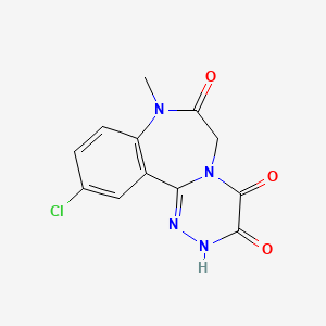 molecular formula C12H9ClN4O3 B15197544 11-Chloro-8-methyl-2,8-dihydro(1,2,4)triazino(4,3-d)(1,4)benzodiazepine-3,4,7(6H)-trione CAS No. 57254-29-2