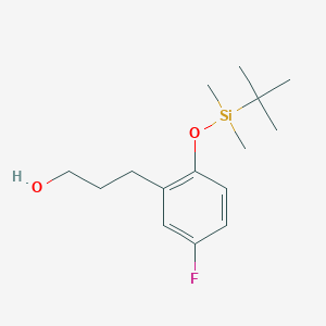 molecular formula C15H25FO2Si B15197549 3-(2-((tert-Butyldimethylsilyl)oxy)-5-fluorophenyl)propan-1-ol 