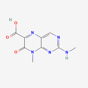 molecular formula C9H9N5O3 B15197604 6-Pteridinecarboxylic acid, 7,8-dihydro-8-methyl-2-(methylamino)-7-oxo- CAS No. 31937-21-0