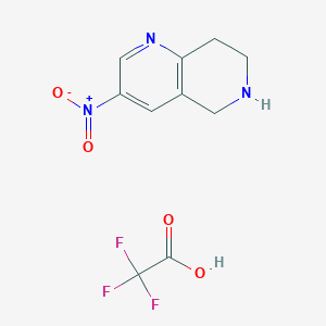 molecular formula C10H10F3N3O4 B15197748 3-Nitro-5,6,7,8-tetrahydro-1,6-naphthyridine 2,2,2-trifluoroacetate 