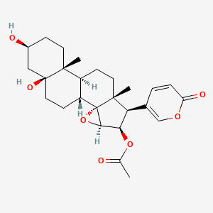 molecular formula C26H34O7 B15197948 [(1R,2R,4R,5R,6R,7R,10S,11R,14S,16S)-14,16-dihydroxy-7,11-dimethyl-6-(6-oxopyran-3-yl)-3-oxapentacyclo[8.8.0.02,4.02,7.011,16]octadecan-5-yl] acetate 